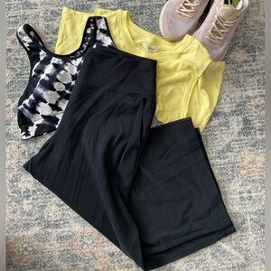 Athleta Black Wide Leg Crop Pants